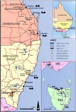 ABx Project Tenements and Major Infrastructure in Tasmania, NSW & QLD, Eastern Australia
