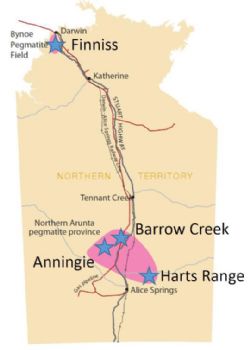 Tin-tantalum pegmatite provinces of the Northern Territory