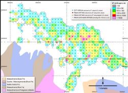 GT Contour Map of the Tumas 3 Uranium Mineralisation