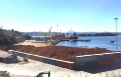 The M/V Marianna (in distance) being loaded with 35,000 tonnes of bauxite