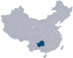 Guizhou Province, highlighted above, is the location of the landmark collaboration between Jinzi and Fluence.