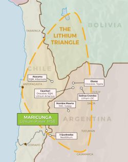 Maricunga project location in the Lithium Triangle in Chile