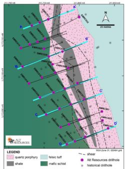 Plan map of new drilling at the Emu Deposit, Bottle Creek