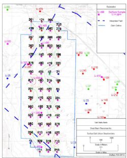 Lithium assay results in ppm from March 2018 geochemical sampling