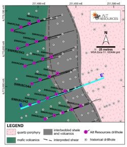 Plan map of new drilling at the Southwark Deposit, Bottle Creek