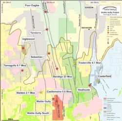 Regional Geology, Structures, Gold Projects and Wattle Gully Project Tenements