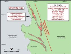Barium Ridge Location Plan – Local Geology, Grab and XRD Sampling Results