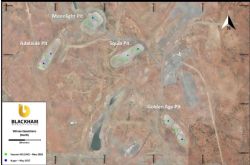 Wiluna Tailings Hole Location Plan (Northern Half) with Stage 1 drilling in green and Stage 2 drilling in blue