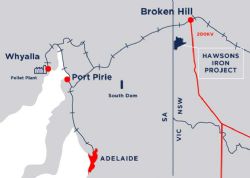 The Hawsons Iron Project is located 60km south-west of Broken Hill, NSW