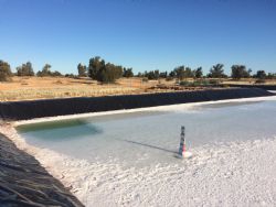 Pre-concentration pond after the transfer of concentrated brine to harvest pond 1