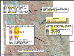 Lightning Ridge, Gossan East – Boom Boom Mancini Drill Target Areas and Grab Sampling Results