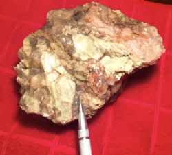 Photograph of Coarse grained spodumene from the SG pegmatite