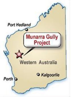 Location of Munarra Gully Project in Western Australia