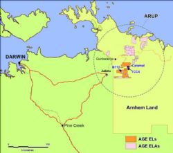 Location of Alligators uranium tenements in the ARUP