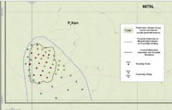 Locations of Feasibility Study drillholes completed and the plan view of mineralisation