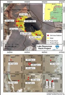 Kachi Lithium Project showing drilling locations