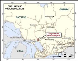 Location of Long Lake Panache Projects, Canada