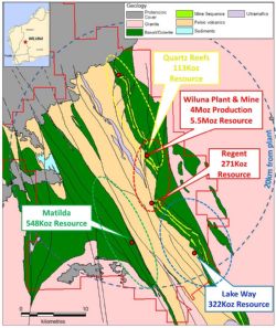 Four large gold systems of the Matilda-Wiluna Gold Operation that have produced 4.4Moz