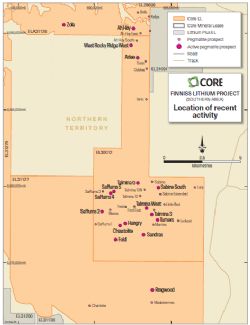 Active pegmatite prospects in the southern area of Finniss Lithium Project