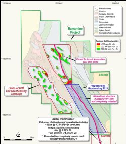 Barramine JV E45/4368 – Location, Results and Proposed Regional Soil Geochemistry