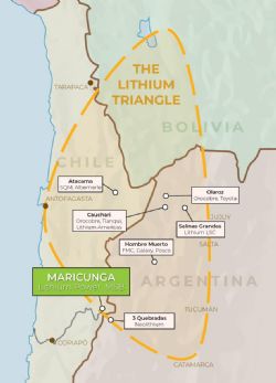 Maricunga project location in the Lithium Triangle in Chile