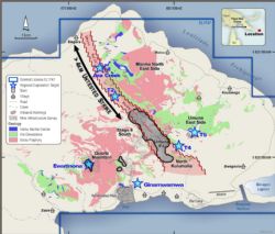 Misima Gold Project: simplified geology and exploration targets.