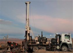 Diamond rig currently operating at site and at 141m deep