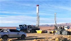 Foraco diamond drill rig at Cauchari (right) with rotary rig (left)