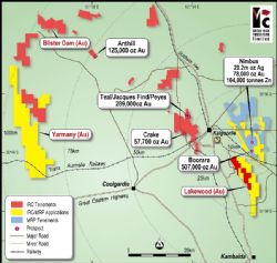 Intermin and MacPhersons gold project locations