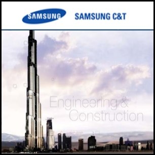 韩国的三星物产株式会社(Samsung C&T Corporation) (SEO:000835) 已获得一份10亿新元的建造新加坡首个液化天然气(LNG)终端的合同，此终端将于2013年上半年开始营业。