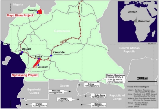 Legend Mining Limited (ASX:LEG) Cameroon Project Location and Regional Iron Ore Deposits
