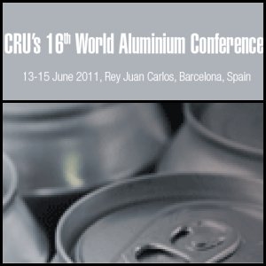 CRU 16th World Aluminium Conference To Be Held On 13-15 June In Barcelona, Spain