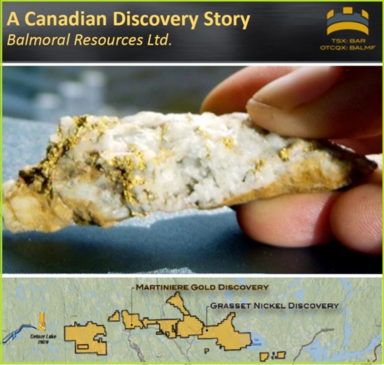 Intersects 1,138 g/t Gold Over 4.87 Metres, Bug Lake Footwall Zone, Detour Gold Trend Project, Quebec