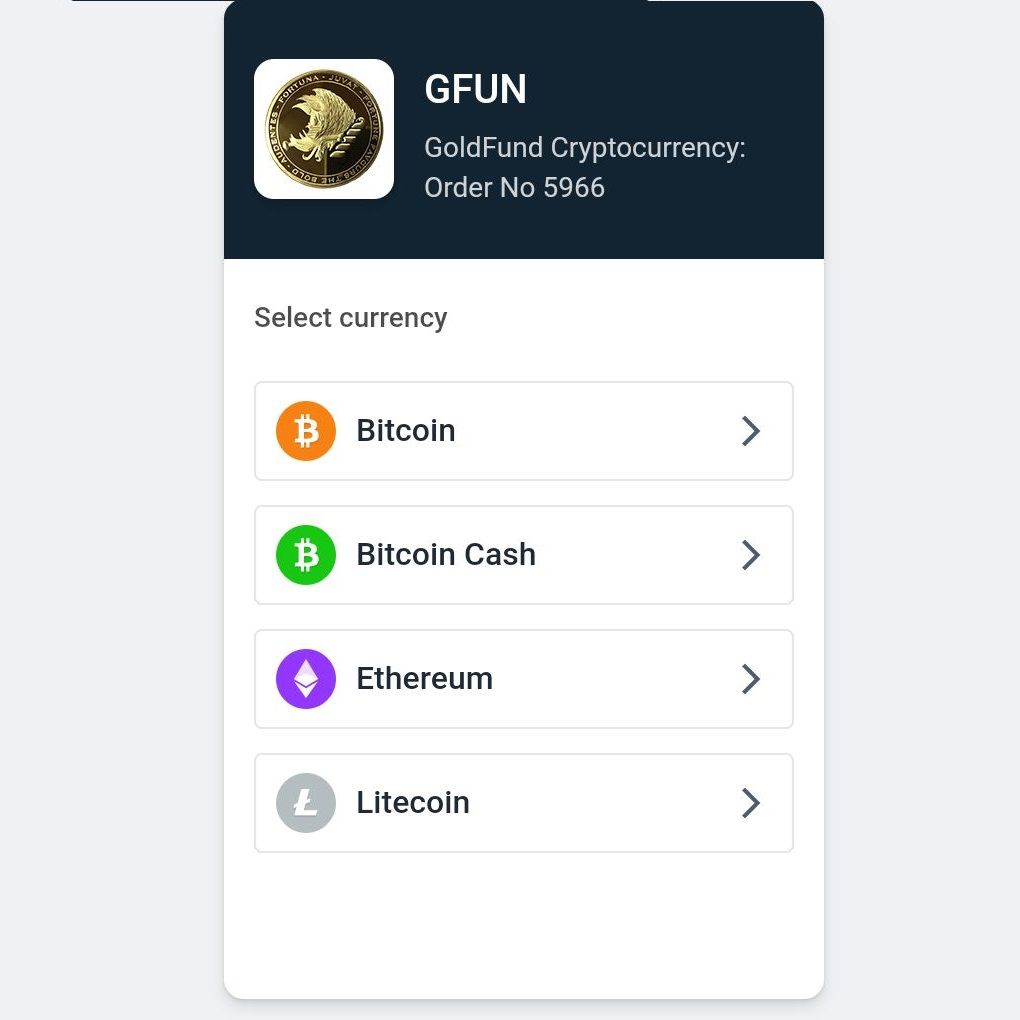 Releases Bitcoin Payment Gateway for Acquisition of GFUN Cryptocurrency